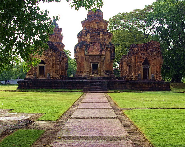 Two Khmer Devata Goddesses in Sikhoraphum Thailand
