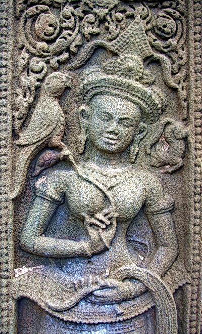 Two Khmer Devata Goddesses in Sikhoraphum Thailand