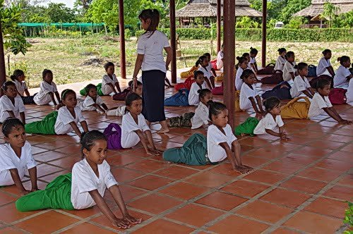 Psychological Healing From Cambodian Dance Arts: Children at NKFC study Cambodian classical and folk dance, as well as music.