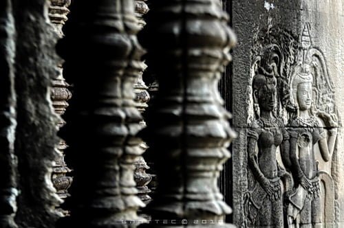 Angkor Wat enshrines more than 2,000 portrait carvings of ancient Khmer women. Their identity and meaning remain a mystery.  © Copyright Gary Ng.