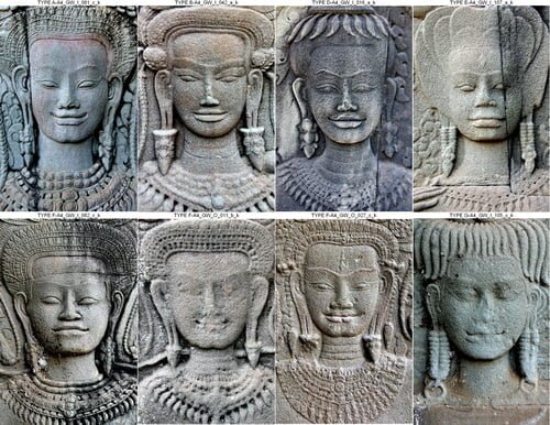 Angkor Wat women: The initial pattern recognition algorithm defined eight distinct facial types.