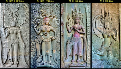 Angkor Wat women - general devata types.