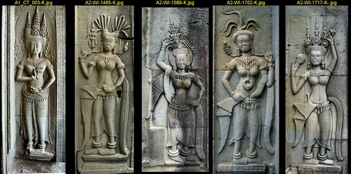 Angkor Wat women: general devata types.