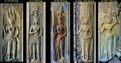 Angkor Wat women: general devata types.