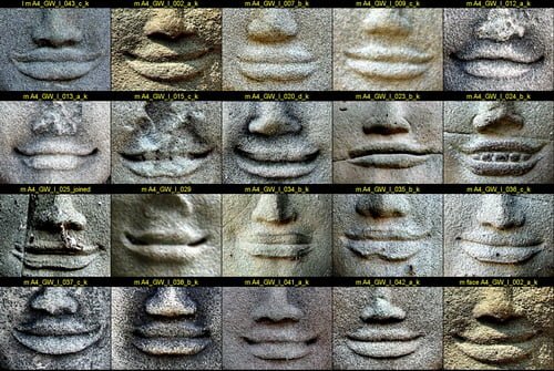 Angkor Wat women: devata mouth comparison photos.