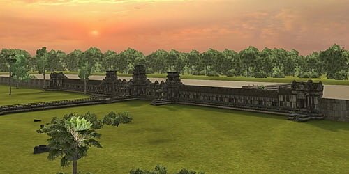 Angkor Wat 3D West Gopura (Gate) viewed from the north in Vizerra's model.