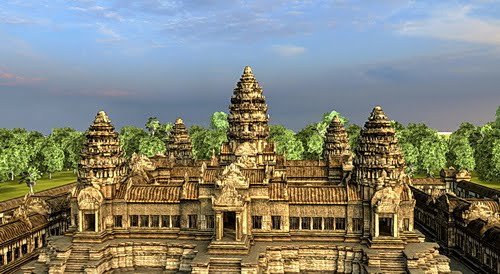 Angkor Wat 3D central towers in Vizerra model