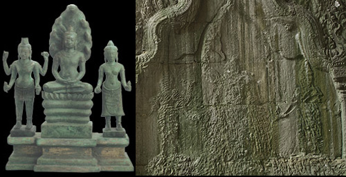 The royal Mahayana trinity included Avalokiteshvara, Buddha, and Prajnaparamita.