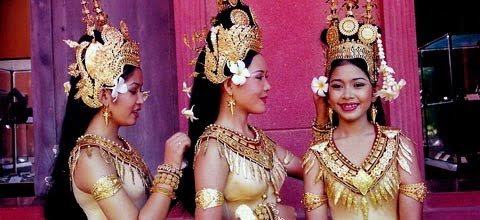 Royal Ballet of Cambodia dancers in full costume.