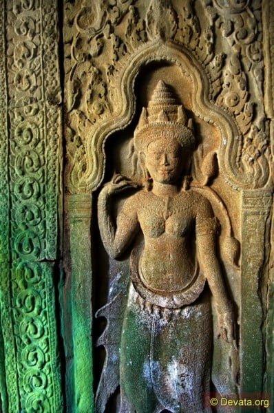 The Khmer temple of Preah Khan has hundreds of devata hidden in its dark inner chambers.