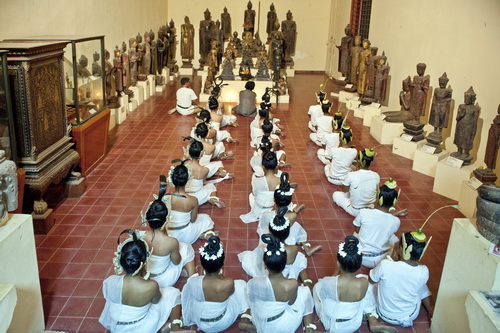 The Sacred Dancers of Angkor perform blessing rituals at the National Museum of Cambodia honoring George Groslier, the museum’s founding director. February, 2011.