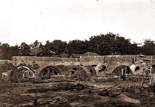 The Albert Sarraut Museum-now the National Museum of Cambodia-under construction in 1918.