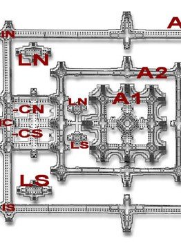Angkor Wat's main structure with key devata locations labeled.