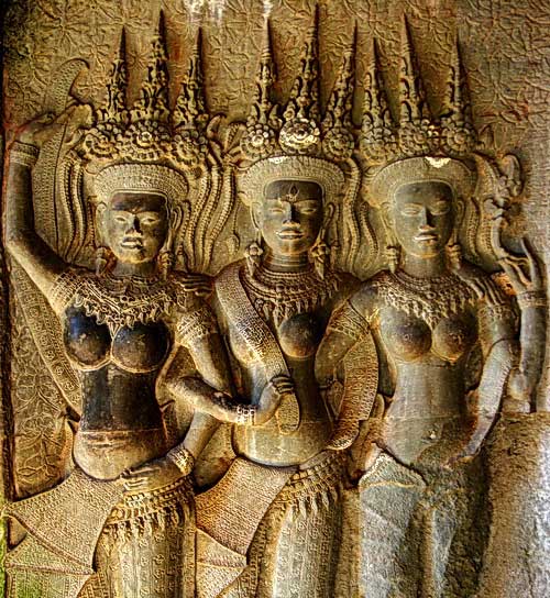 Devata and Apsara Videos at Angkor Temples in Cambodia