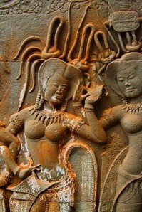 Shakti and Bhakti at Angkor Wat: devata on the south library of the second level.