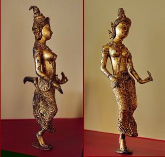 French casting of a Khmer dancer based on works by the School of Cambodian Arts (possibly from the studio of Alfred Finot, 1876-1947).